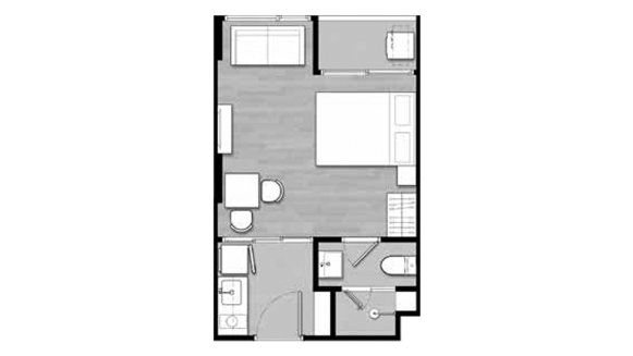 Apartment floor plan, 1 room in SO LAGOON CHERNGTALAY BY ORIGIN No. 11006 (2D)