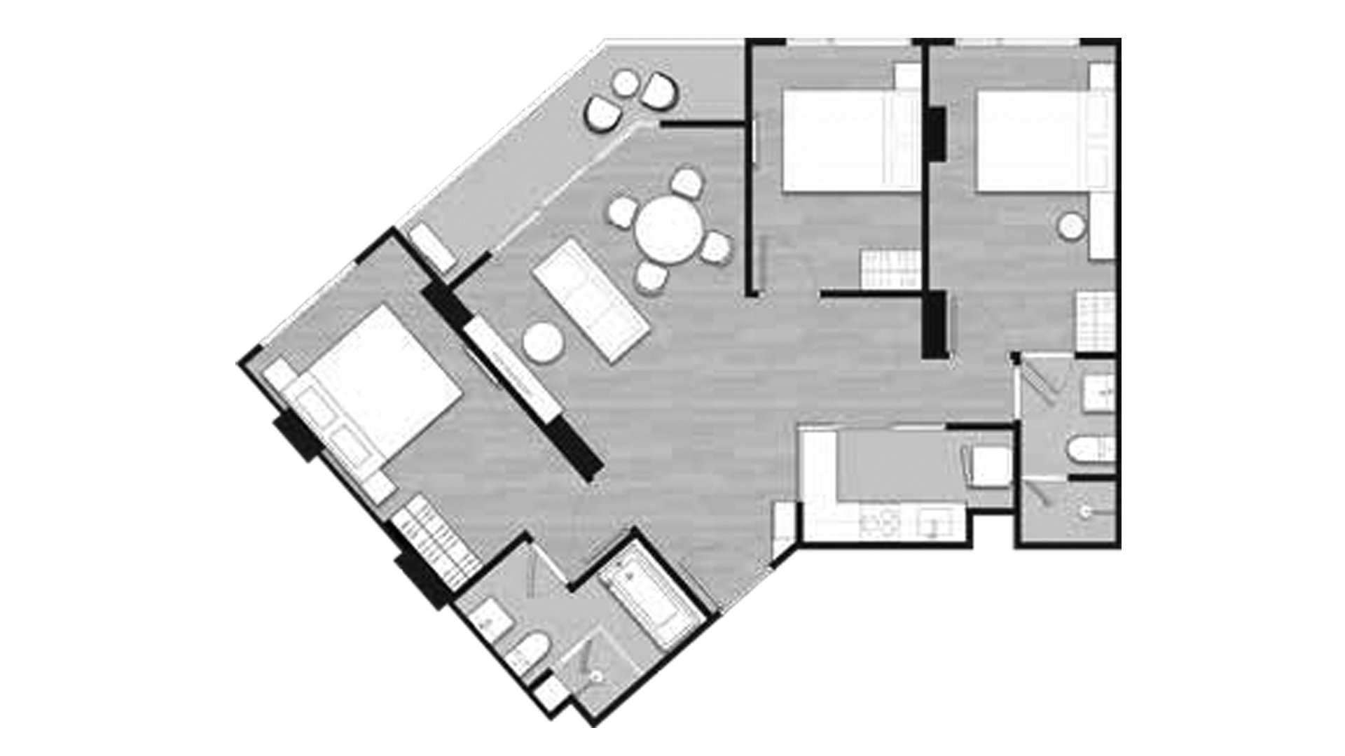 Apartment floor plan, 3 bedrooms in SO LAGOON CHERNGTALAY BY ORIGIN No. 11009